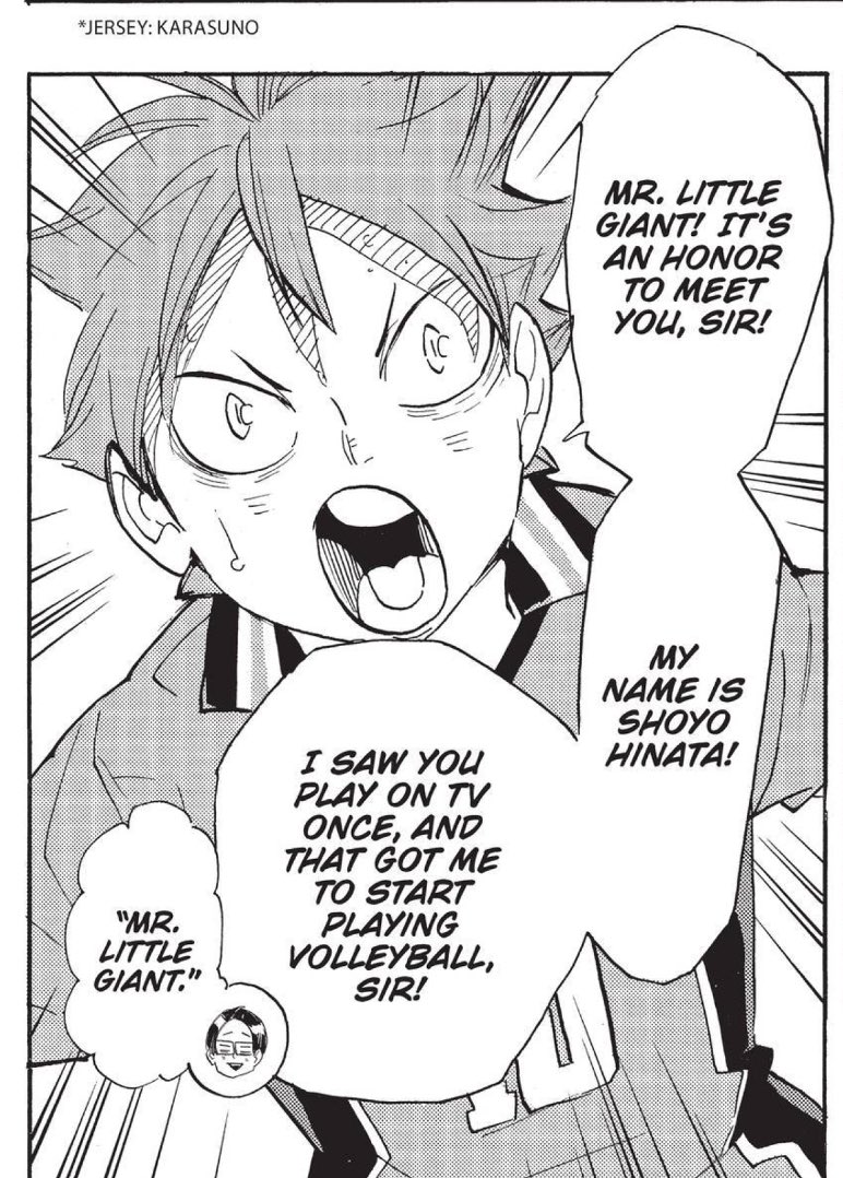 LJ_Hollywood's tweet photo. Furudate introducing Hinata’s inspiration for playing volleyball as just a regular dude and not the super endgame mentor figure or something and having Hinata be over it in the very same chapter is an absolute POWER MOVE

#Haikyu!! #Volume38 https://t.co/qJqt1guFPW