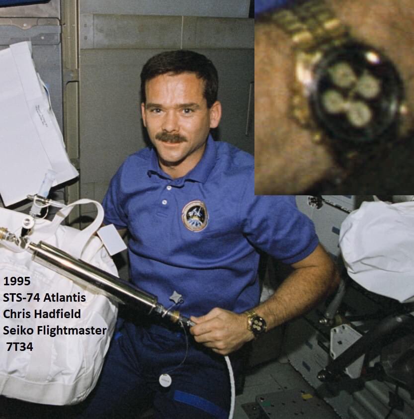 thelanjampod's tweet photo. Canadian Astronaut Chris Hadfield slyly rocking a #Seiko Flightmaster during one of his early missions
#SeikoSaturday #SeikoFlightmaster #Canada 🇨🇦 https://t.co/5LUv0vRJ6N
