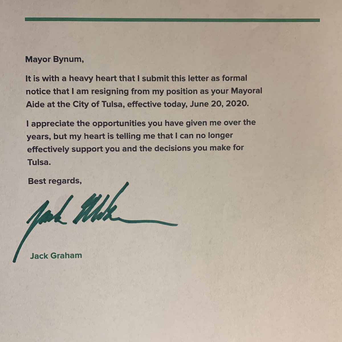 jrgtul's tweet image. I have submitted my resignation to Mayor GT Bynum effective today.