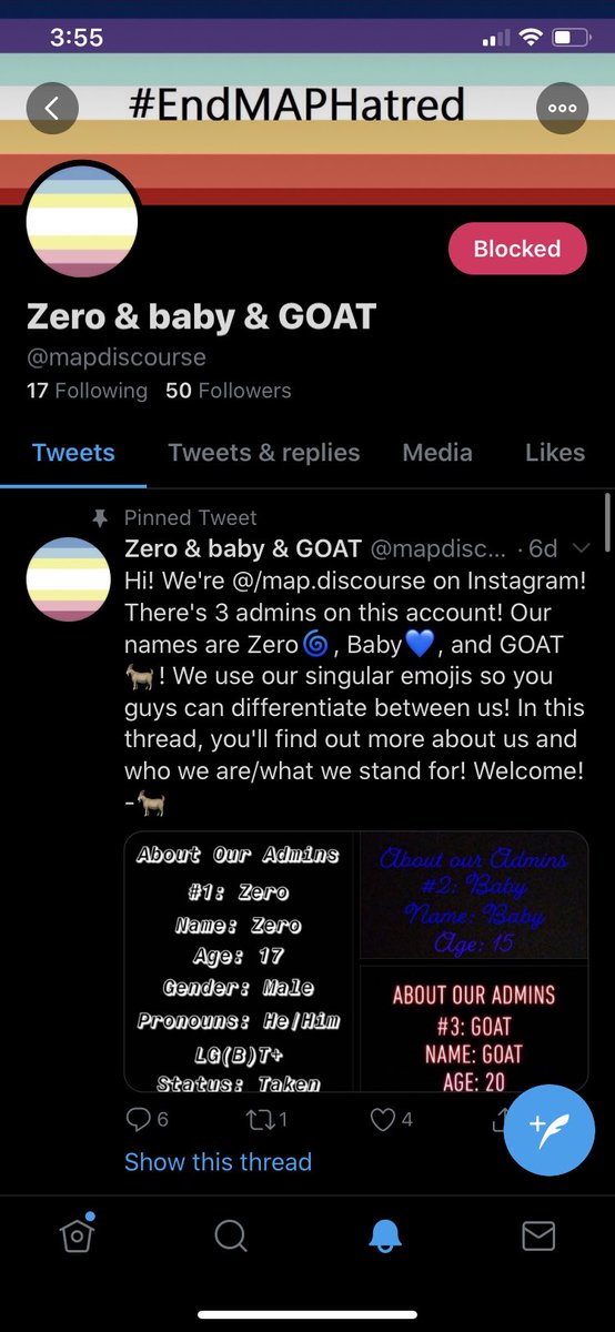 rae_opinions's tweet photo. These two accounts are on here trying to defend being attracted to minors. One of them even went so far as to say “pedophillia only hurts the pedophile” THATS BULLSHIT #fuckMAPs #antiMAPs #mapcommunity #MAPositivity #mappositivity #mappositivity2 https://t.co/cBb3hy2y65