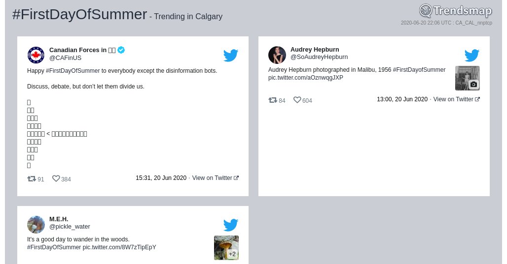 #firstdayofsummer is now trending in #Calgary

trendsmap.com/r/CA_CAL_nnptcp