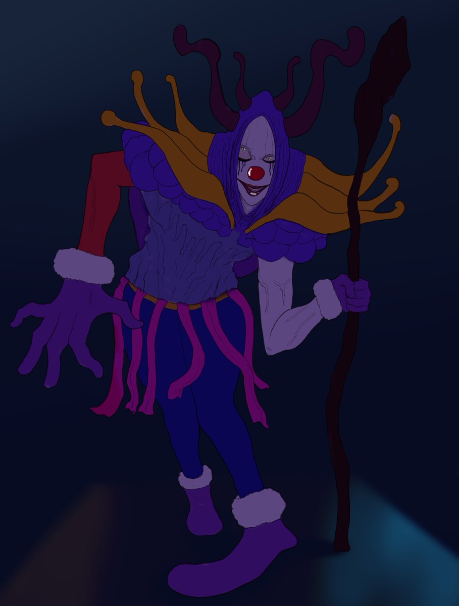 marcosv_art's tweet image. Cloewn, mais uma adição a galeria de vilões do universo de Marked.
A ideia pra esse personagem veio quando eu estava assistindo Dragon ball super e vi o Deus da destruição do universo 11, aí deu uma vontade de desenhar algum personagem palhaço.
#OcArt #CreppyArt #ClownDrawing