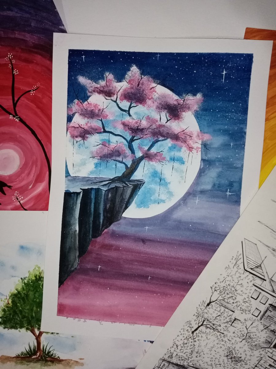 PurplePhoenixJK's tweet photo. Quarantine Art 😜💜🎨
#paintings #watercolour #moon #drawings #art #tree https://t.co/wWznPwkZ8u