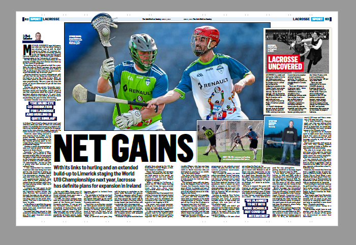 IrishMailSunday's tweet photo. MUST READ: @bailemg reports on the encouraging growth of @IrelandLacrosse and the exciting sport's association with @officialgaa and hurling ... for more go to https://t.co/ev0gez5BOk https://t.co/CZZD1YlwDE