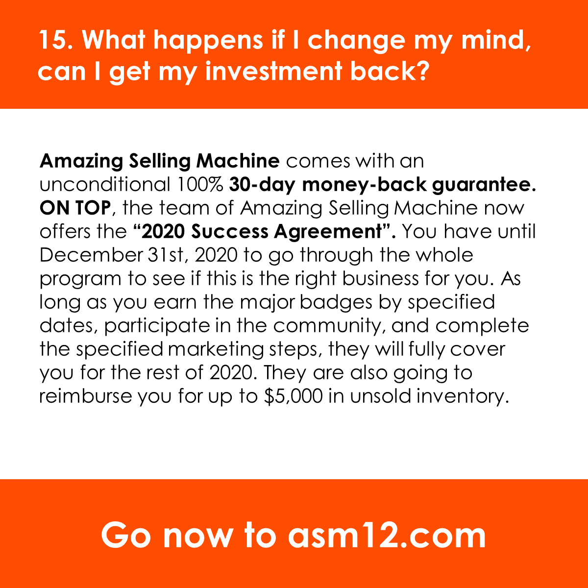 SellerGenius's tweet photo. #ASM Review: What happens if I change my mind,
can I get my investment back?

Last chance to get #AmazingSellingMachine + bonuses ➡️ https://t.co/HQwOgocnQO 

#fba #asm12 #sellonamazon #workfromhome #homebusiness #amazonfba https://t.co/XJiX6B5aTw