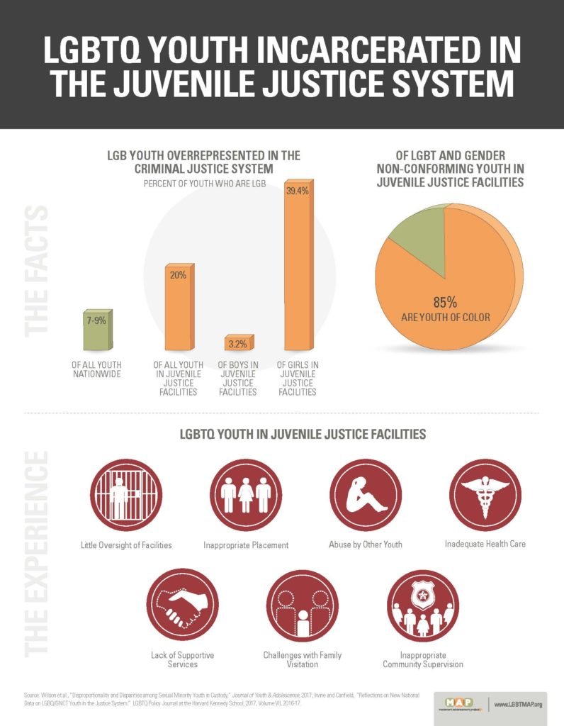 PROBLEM COURT: JUVENILE LGBTQ youth are over-represented in juvenile justice system. Close youth prisons, create community-based alternatives to youth detention, reduce systemic discrimination.See https://www.lgbtmap.org/file/lgbtq-incarcerated-youth.pdf and see https://www.advocate.com/commentary/2018/10/29/how-juvenile-justice-system-failing-lgbtq-youth