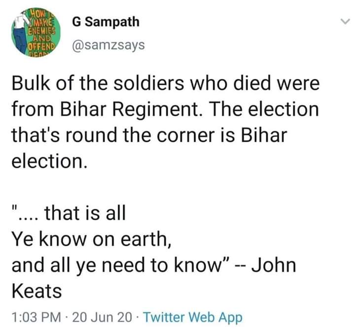 The person behind this obnoxious tweet is G Sampath, a typical urban naxal. Used to be a no-hoper on the copydesk of DNA India, Mumbai. Unfortunately, I helped create this monster. Thread on how it happened.1. During the 2008 Mumbai terrorist attack, there was an article in DNA