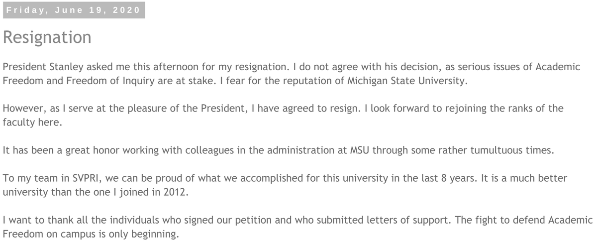 hsu_steve's tweet image. Background on my resignation as SVP at MSU. Links to support letters, petition, responses to twitter accusations, and excerpts from some emails I received. Just spent a lovely afternoon with Corey and his family, at the lake. infoproc.blogspot.com/2020/06/resign…