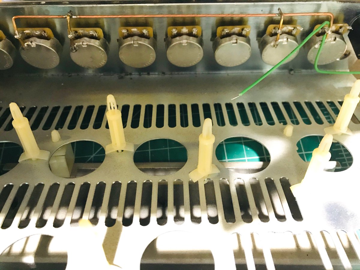 PoedyGuitars's tweet photo. The Boogie sounded good but had issues once it heated up. 30 year old electrolytic capacitors aren’t the best! One of the pots in the tone stack was leaking 77v onto the pots. I got in there and did some much needed maintenance and some minor mods. https://t.co/atY1C7Pqn4