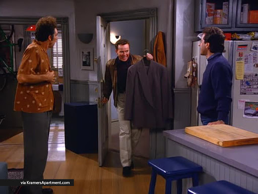 BANIA: I got something for you!JERRY: what's this?BANIA: the jacket!JERRY: the jacket?KRAMER: j-j-the jacket?BANIA: the jaaaackeeeet!KRMR: g-g-wait? the jacket you stole of rocky dimeo?BANIA: u betchaKRMR: mama! He had a reputation for being the toughest in essex county!