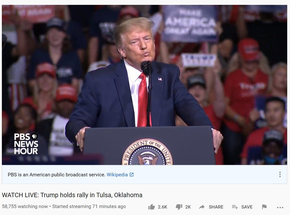 Let's talk about numbers:Nearly 200,000 watching on the Fox News stream. 60,000 on PBS. 25,000 on President Trump's Youtube, 155,000 on Yahoo's stream.