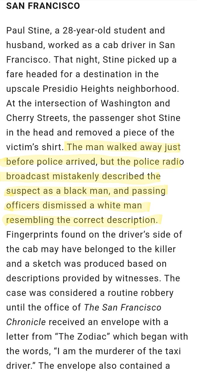 So the zodiac killer could've been caught if they didn't assume a black man was the murder.