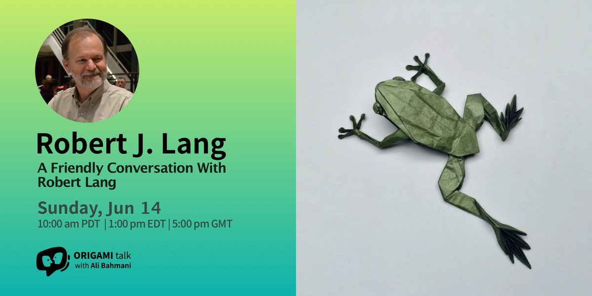 TalkOrigami's tweet photo. Tomorrow we will meet and chat with the one and only Robert J. Lang. Join us and ask your questions from Robert.
Tickets at https://t.co/JX0NGGhU0c https://t.co/zaMUaIHzmv
