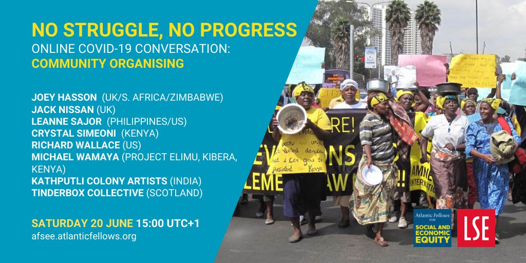 LSEInequalities's tweet image. WEB TALK 20 JUNE | No struggle - no progress - no justice - no peace: @Atlanticfellows, activists and artists look at the state of social movements and community organising in #coronatime and beyond. All welcome. 3pm UK time.

afsee.atlanticfellows.org/events/no-stru…