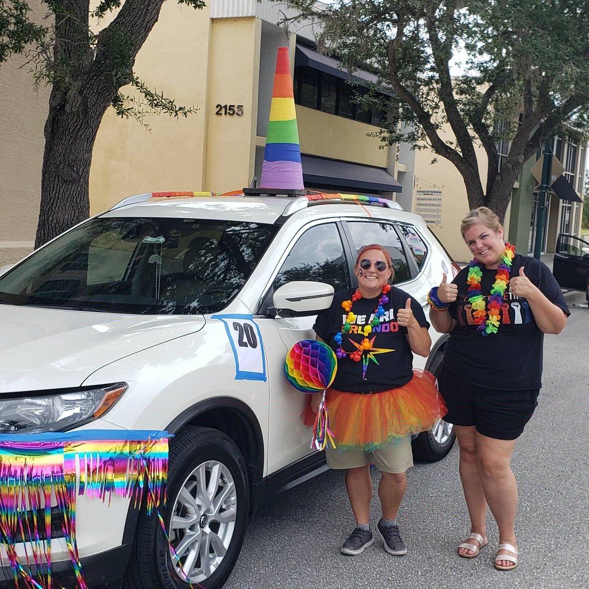 MeganRegula's tweet photo. How fitting to have the number 20 in the Project Pride SRQ Car Parade. Married on the palindrome 02-02-2020 because it was unique. 2020 seems to be a curse but it is going to be the BEST year yet no matter what COVID19 or government brings to the table next. Happy #PRIDE! https://t.co/ZwrgcsVW1b