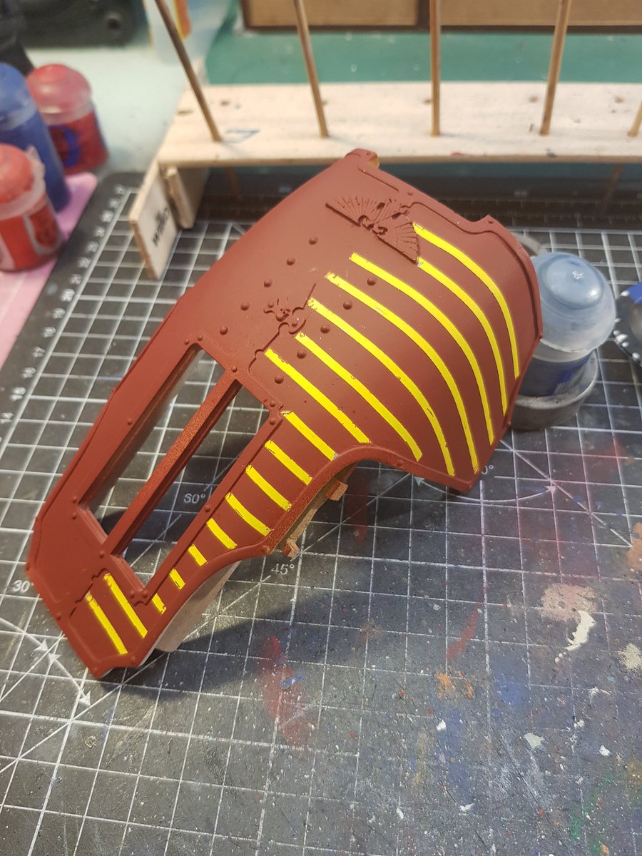 chickpaints88's tweet photo. Gotta clean this up but I'm happy, Going for legio Atarus #warwardens #Warmongers #warcomteam #atarus #warhound #titanicus #wh40k https://t.co/P3dDqVsE74