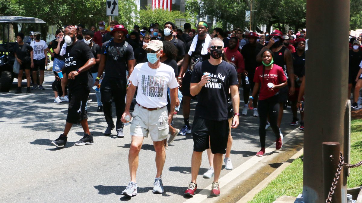 FSU_Track's tweet photo. More than 2 dozen @FSU_Track athletes and staff took part in Saturday's Unity Walk #Noles https://t.co/D4mHGRROrf