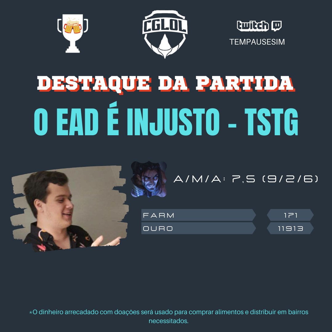 cgloloficial's tweet photo. Se liga no destaque da quinta partida!

o ead é injusto jogou o fino com o Sylas #GoTSTG https://t.co/CbVoH838iv