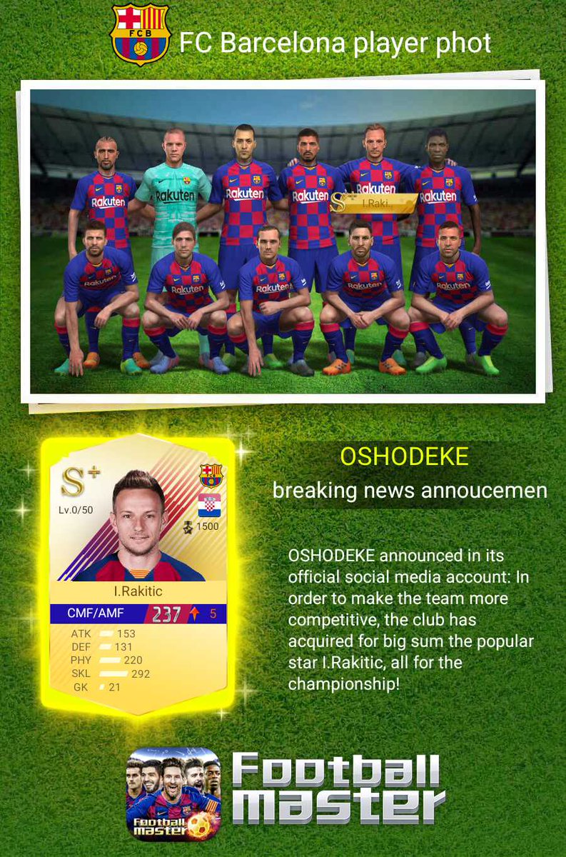 oshodeke's tweet image. OSHODEKE  breaking news annoucement again
OSHODEKE announced in its official social media account: In order to make the team more competitive, the club has acquired for big sum the popular star I.Rakitic, all for the championship!