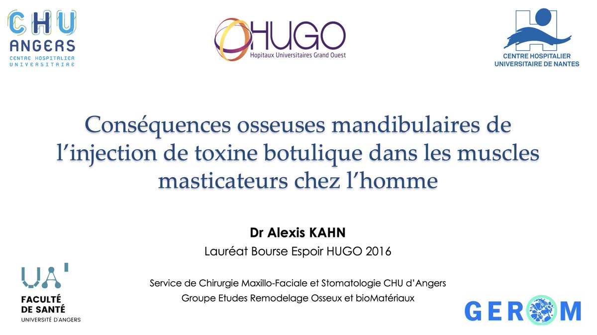 AlexissKahn's tweet photo. Fier de présenter mon travail de thèse, lauréat d'une bourse Espoir HUGO 2016.

Merci GEROM, @chu_angers @UnivAngers @FacSante_Angers  @CHUnantes

Merci au Comité d’Orientation Scientifique @GIRCIGrandOuest @HUGrandOuest  

#recherche #innovation #jeuneschercheurs #GrandOuest https://t.co/LiWr0DlDlW