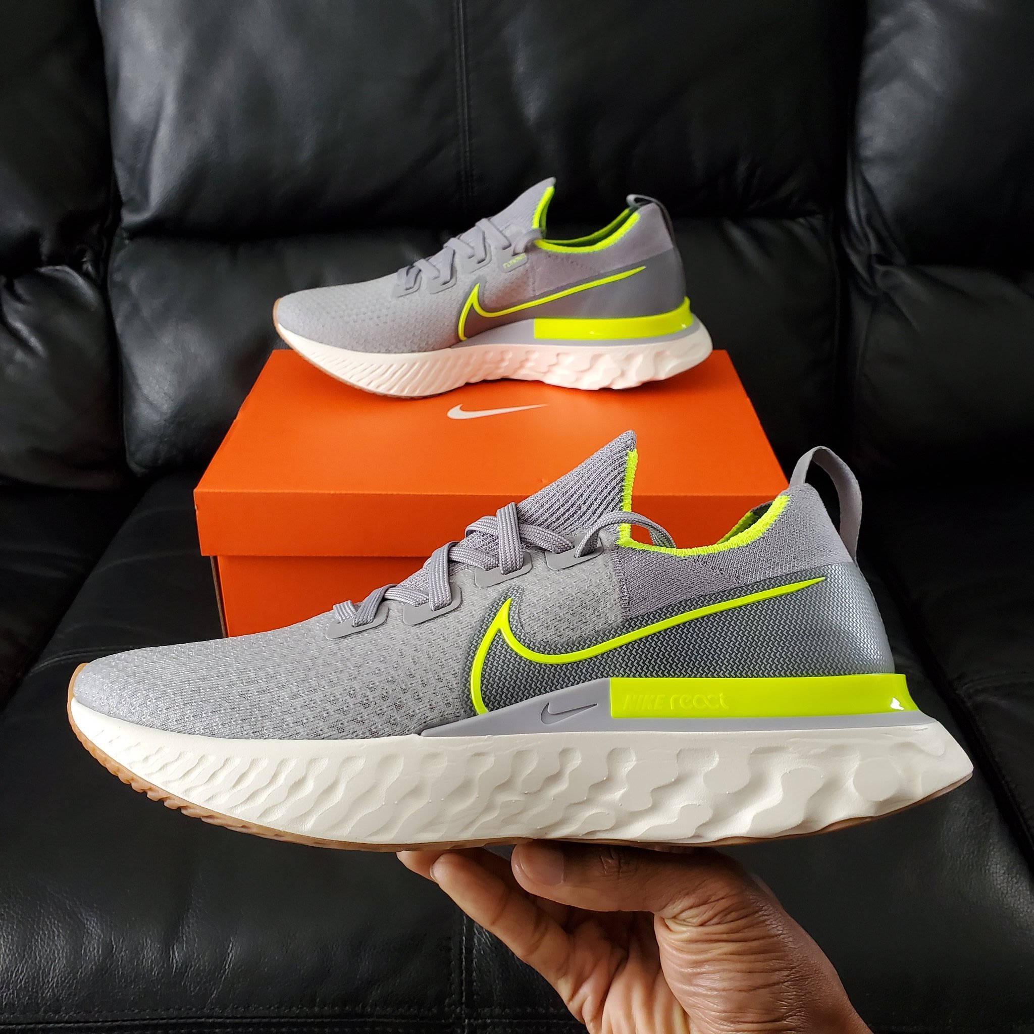 nike react infinity run grey volt