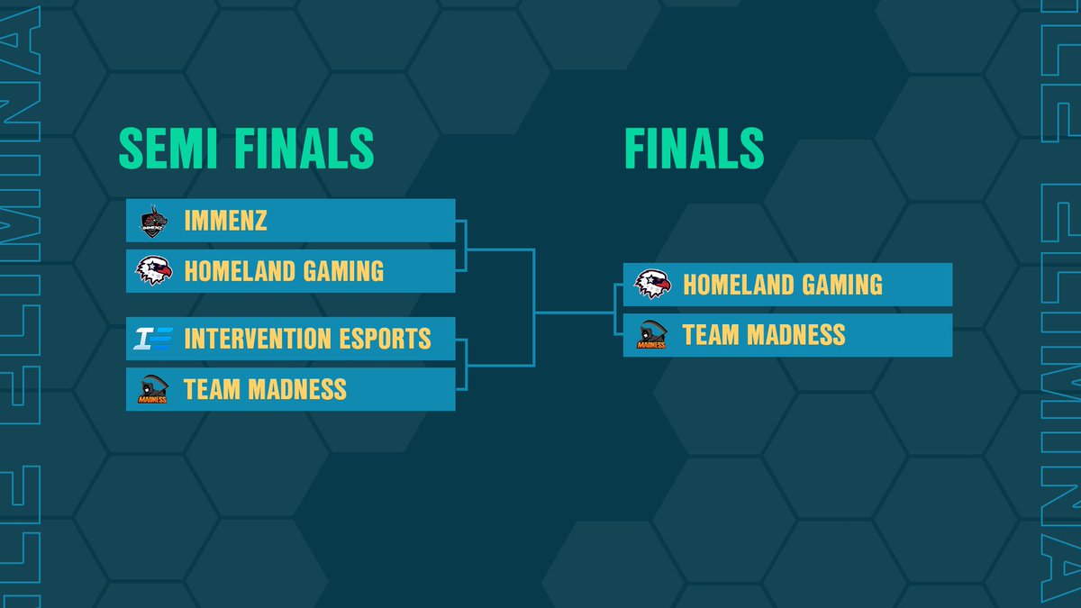 And there we have it after today's unfortunate news we have our 2 finalists!!!

<a href="/HomelandEsports/">Homeland Esports</a> vs <a href="/TeamMadness/">Team Madness ☠️</a>

Who do you guys think will take home the glory?