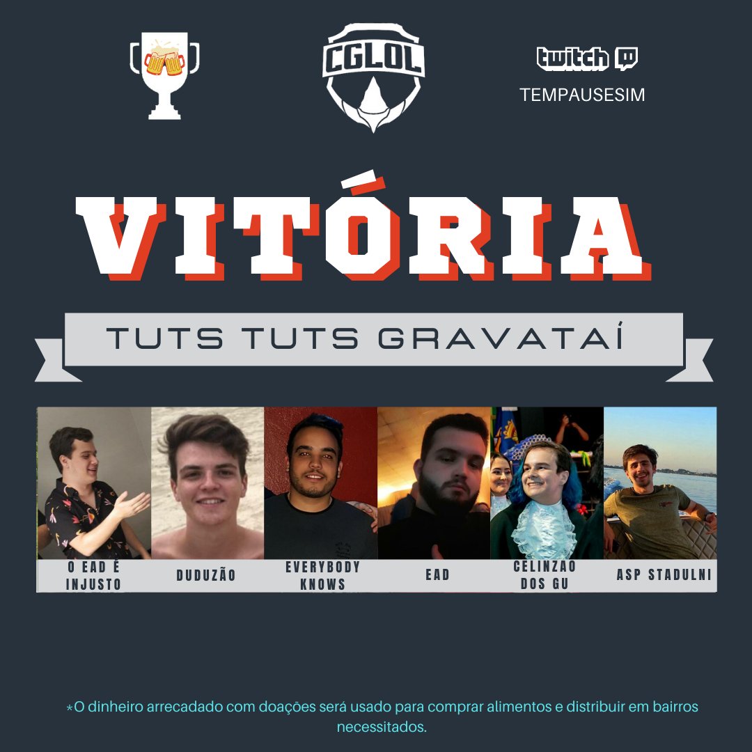 cgloloficial's tweet photo. E TEMOS A PRIMEIRA VITÓRIA DO DIA

Numa partida EMOCIONANTE entre CAW x TSTG

O vencedor foi o Tuts Tuts Gravataí  #GoTSTG https://t.co/7L74wlGsyx
