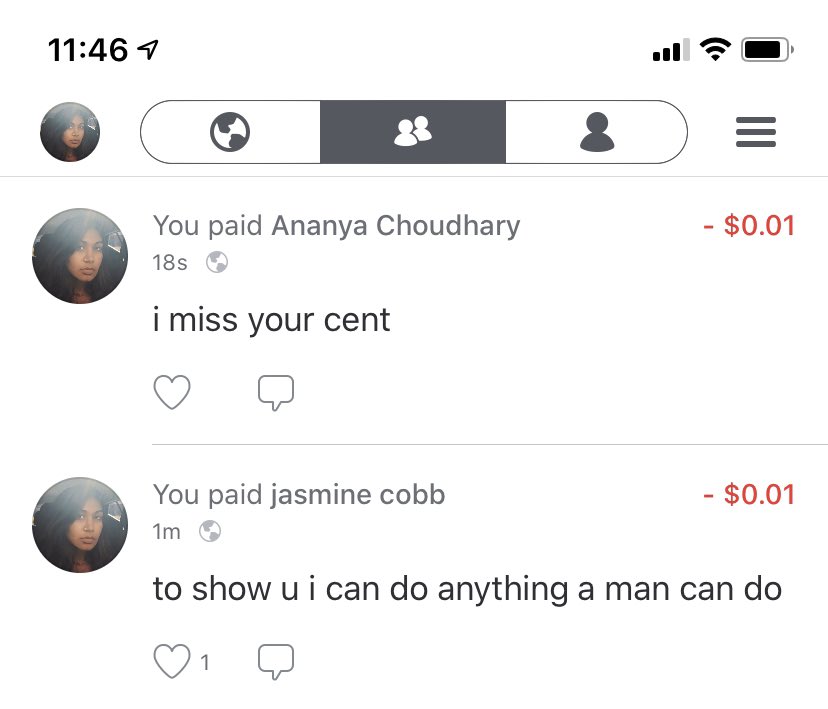 AlefiyahGandhi's tweet photo. some dude venmoed jasmine a cent well she is MINE &amp; so is ananya https://t.co/kq1CDdrOQd