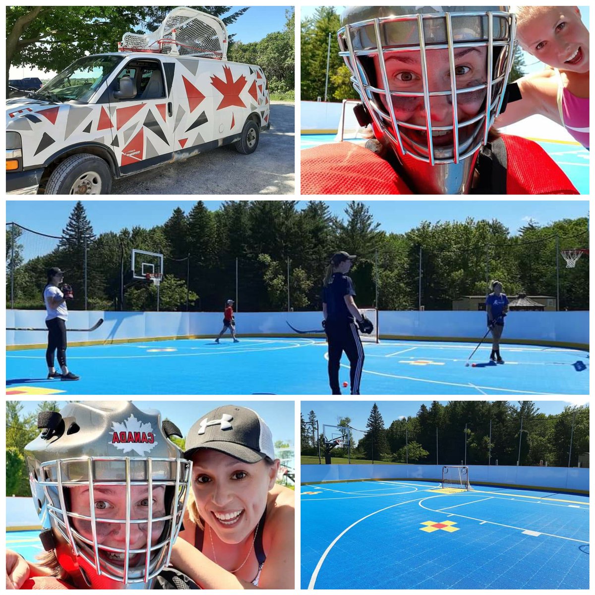 NBHAC's tweet photo. Some of our Women's Team Canada members with some fun in the sun......grab a net, find a rink and let's play some ball hockey! And they have gone from three to five #Jay #Burty #Westy #Jacq #Brit https://t.co/pNHsCuJp6u