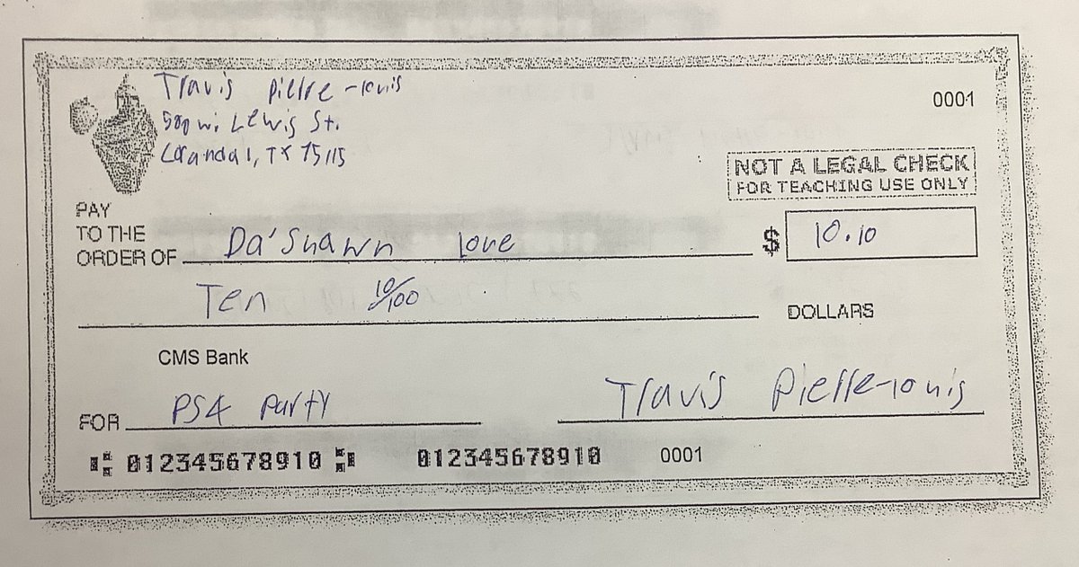 Check writing is still an essential skill &amp; the students in 
<a href="/OfficialCISD/">Crandall ISD</a> prove that. “All About the Benjamins“ Money Skills for Teens begins 6/15 at 7:45AM <a href="/CrandallMiddle/">Crandall Middle</a>.  Someday the students will cash real checks @ANBTX in Crandall, TX.  

#banks 
#finances 
#cash 
#checks