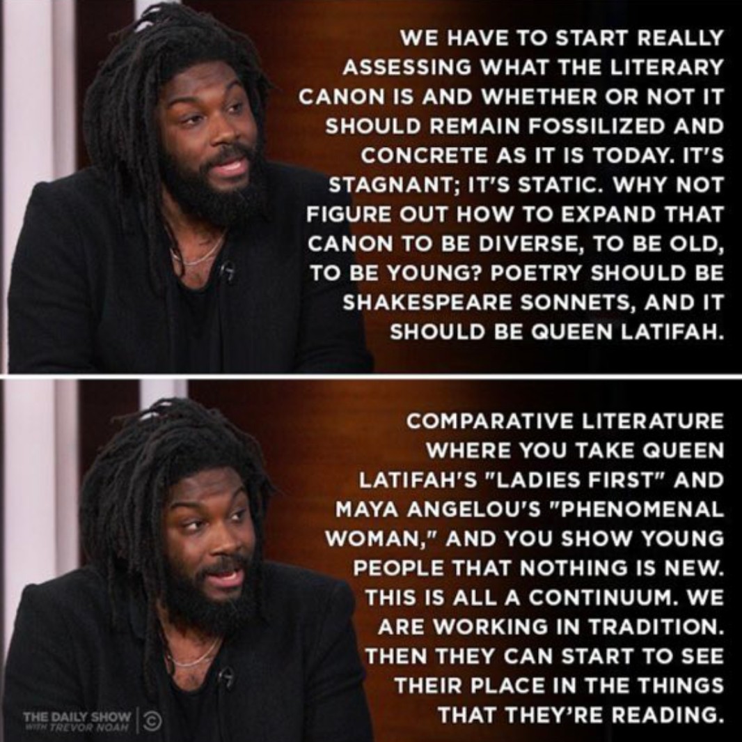 On Jan 23, 2018 <a href="/JasonReynolds83/">Jason Reynolds News</a> said something very profound to <a href="/Trevornoah/">Trevor Noah</a>