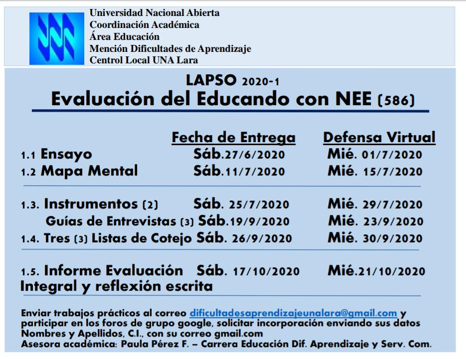 UNALARAOFICIAL's tweet photo. Plan de Evaluación:
Materia 586 EVALUACIÓN DEL EDUCANDO CON DIFICULTADES DE APRENDIZAJE, Asesora PAULA PEREZ
#UNASOMOSTODOS https://t.co/MTm31csKA1