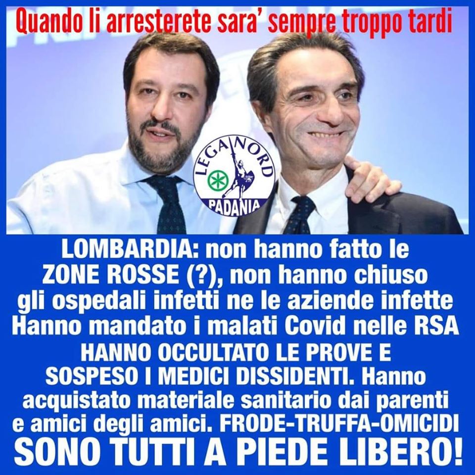 DeSantis1948's tweet photo. 🔴FONTANA RIFAREI TUTTO

🔴Quindi Fontana sceglierebbe di nuovo di non chiudere il bergamasco e di mandare malati Covid-19 nelle case di riposo. Sceglierebbe di nuovo di fare o non fare quelle ordinanze che purtroppo in Lombardia si sono tradotte in numeri drammatici. #DIFFONDI https://t.co/mBdLvKzxWD