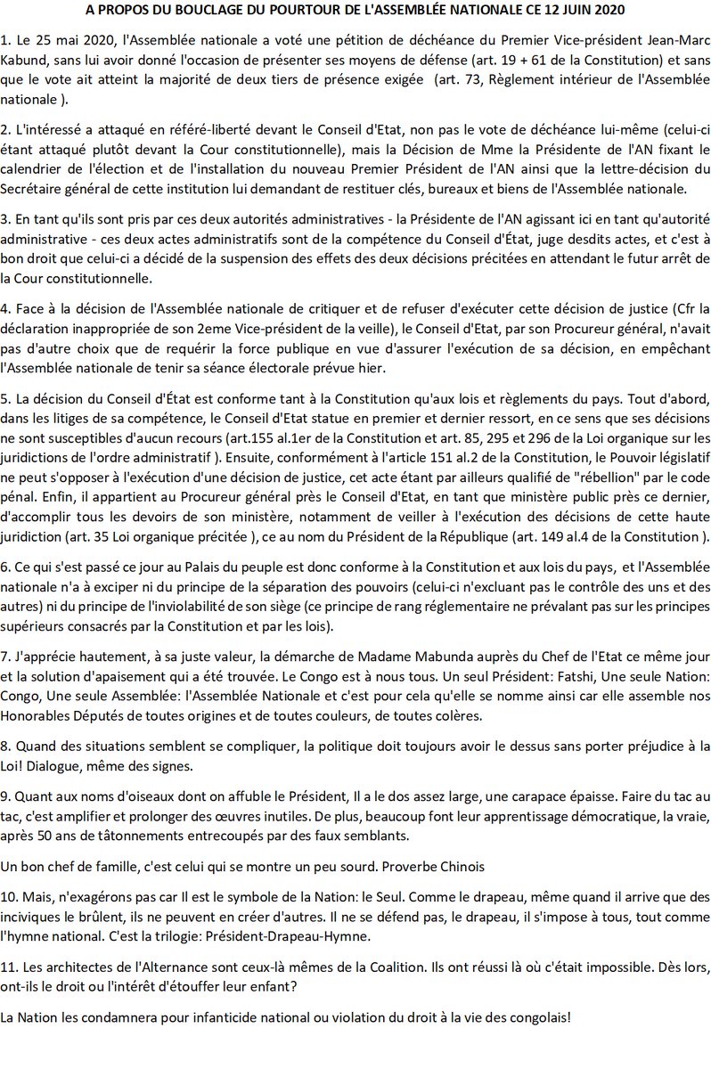 KitengeYesu's tweet photo. A PROPOS DU BOUCLAGE DU POURTOUR DU PALAIS DU PEUPLE. J'apprécie hautement, à sa juste valeur, la démarche de Madame Mabunda auprès du Chef de l'Etat. Quant aux noms d'oiseaux dont on affuble le Président, Un bon Chef de famille, c'est celui qui se montre un peu sourd. https://t.co/3M8iQFqgfc