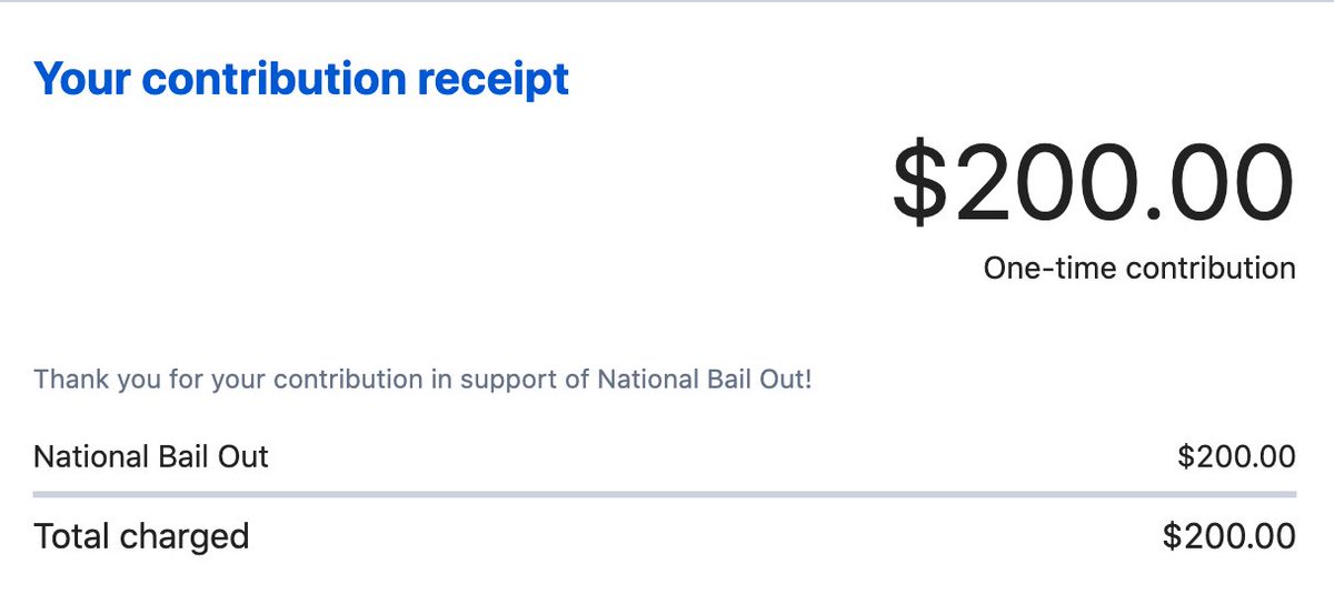 poorchoice631's tweet photo. Thanks to you, we were able to raise $200 for @NationalBailOut https://t.co/Yy16AMFFJ6