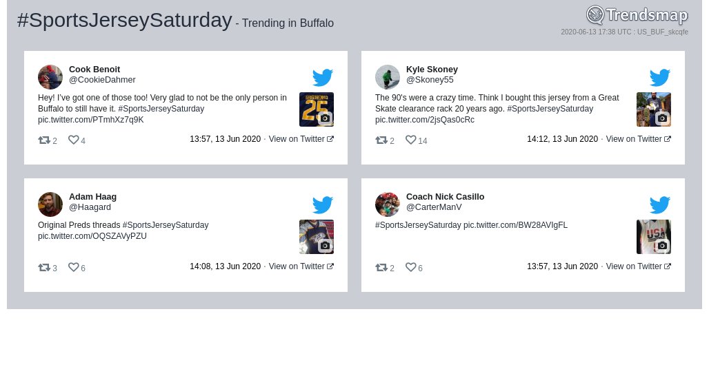 TrendsBuffalo's tweet photo. #sportsjerseysaturday is now trending in #Buffalo

https://t.co/PuZ7O3It6e https://t.co/kB5sK4KKRg