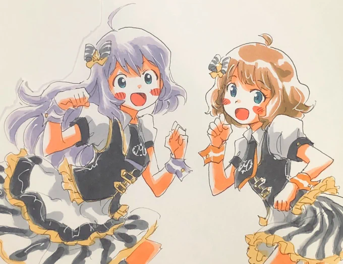 今日の桃子ちゃんセンパイ。杏奈ちゃん。のラクガキ。パルフェ・ノワール衣装センパイ。と杏奈ちゃん。

ミリオン3rdライブツアー幕張公演配信中って事で。 