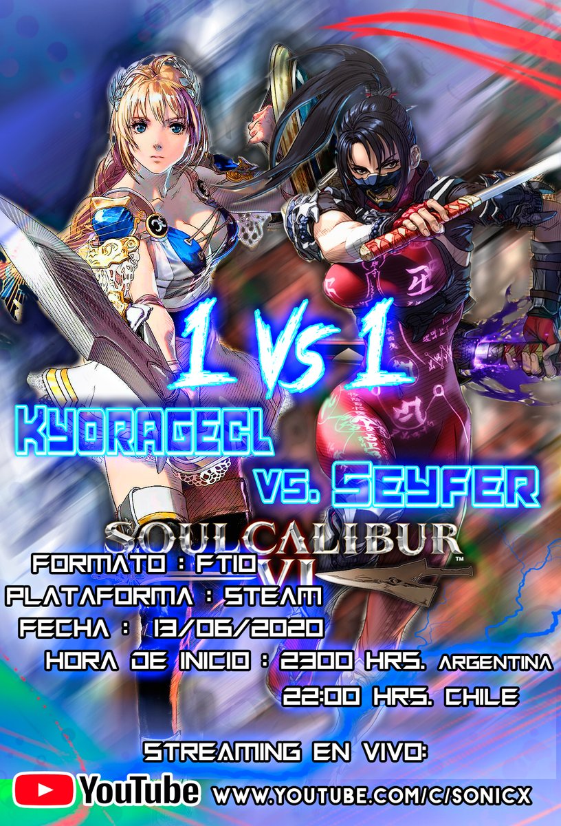 SoulCalibur_ES's tweet photo. A las 4:00 AM (hora española) nuestro amigo argentino Seyfer emitirá un FT 10 #SoulCaliburVI #SCVI_SOP #SCVI_TKI
Si sois de ir a dormir tarde, no os lo perdáis😄
Stream: https://t.co/Rmt46loqa3 https://t.co/gy5luFifLk