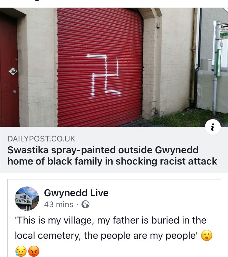 Gwarthus. 🤬
Dim lle i hyn yn ein cymunedau. 
Undod yn erbyn hiliaeth.