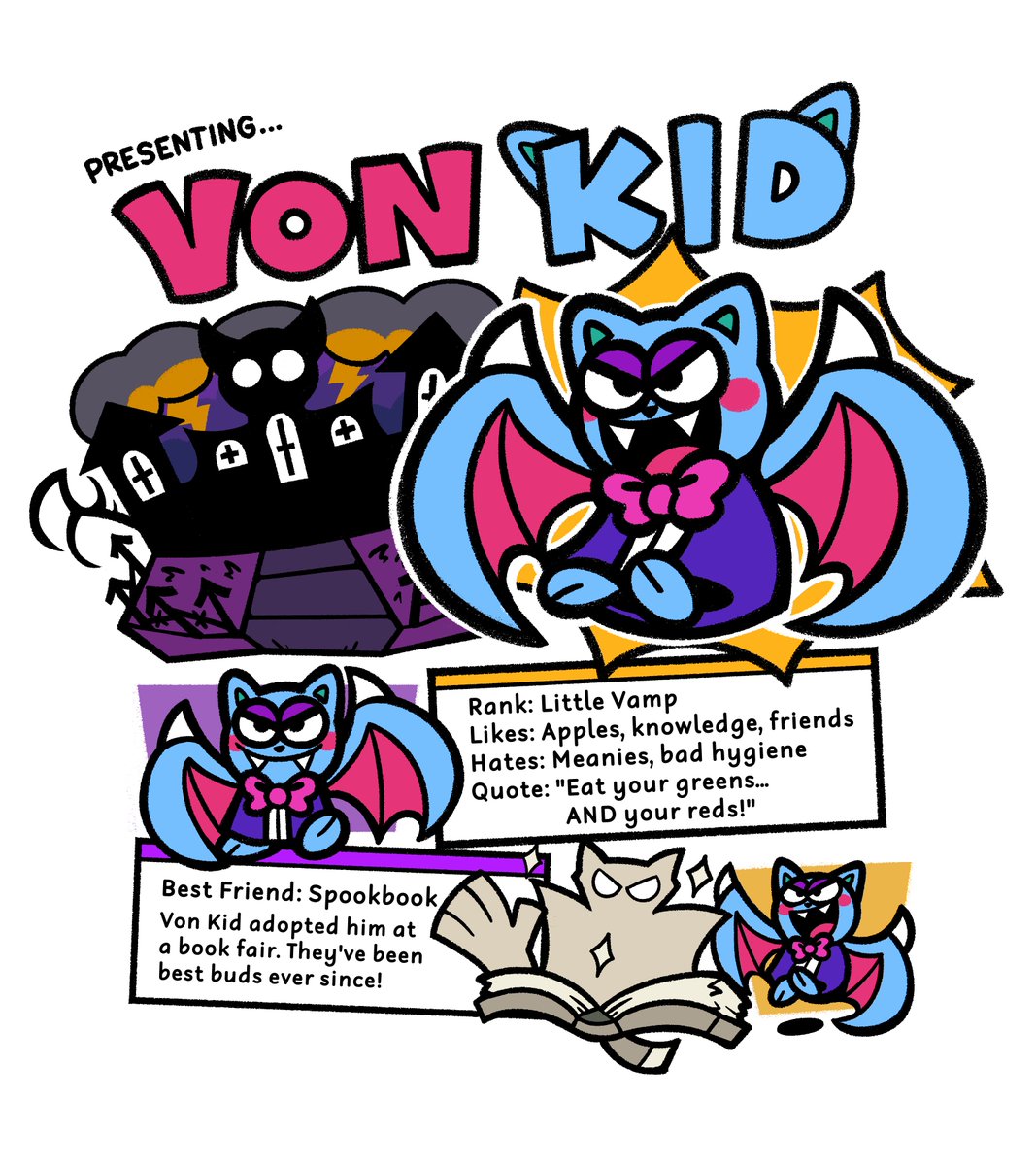 tombstoneparty's tweet photo. I thought it would be a fun idea to make a little bio for my mascot, Von Kid! https://t.co/6A8p9P6bvN