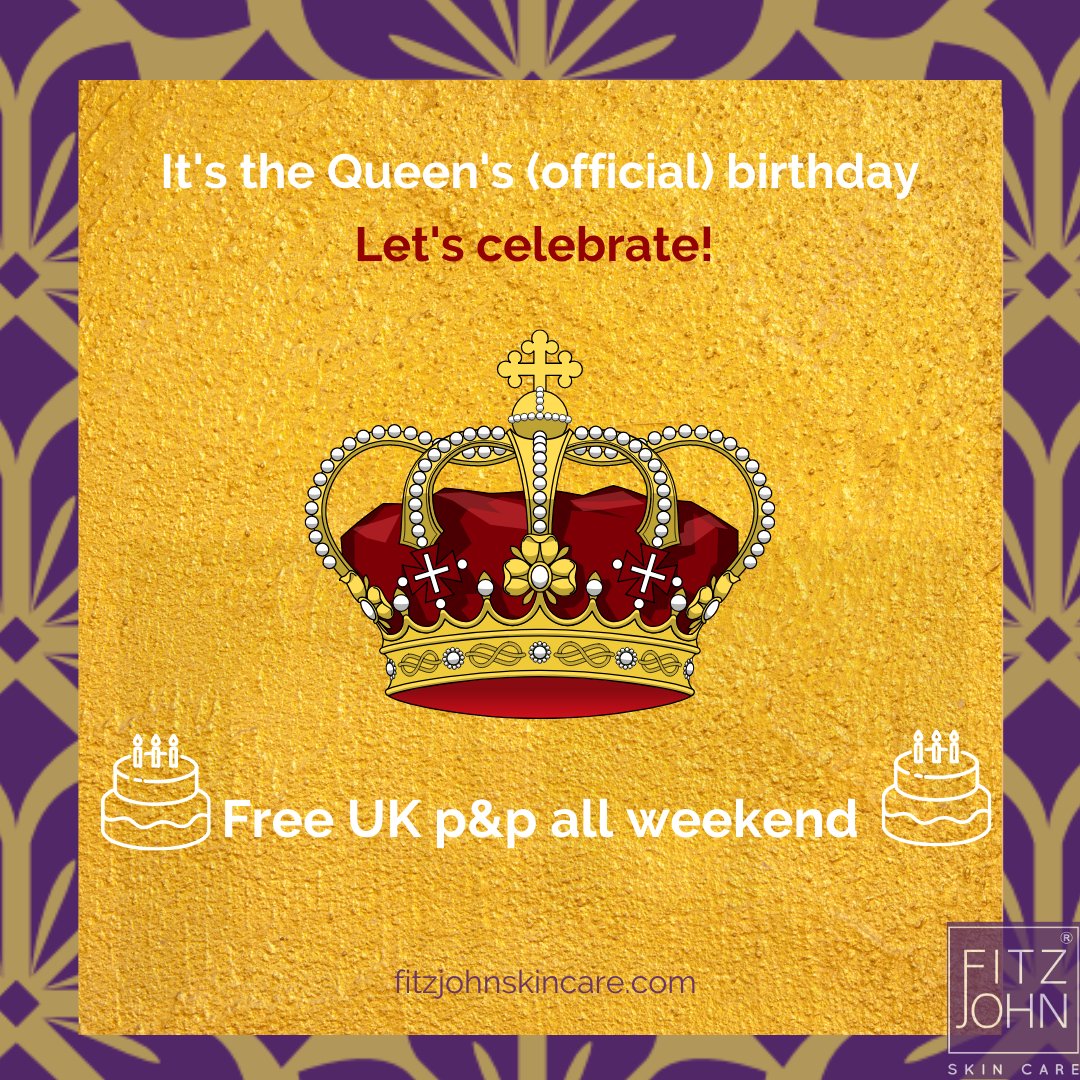 FitzjohnSkin's tweet photo. Enjoy free UK p&amp;p until Sunday night as we celebrate the Queen's official birthday.  Enter code REGINA2 at checkout.
https://t.co/cNFPrm4jbV

#birthday #queensbirthday #naturalbeauty #naturalskincare #luxuryskincare #fitzjohnskincare #awardwinning https://t.co/j1T3RdKREB