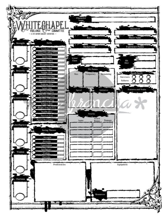 byfrancita's tweet photo. Next in #charactersheetshowcase: White Chapel by Limitless Adventures! Go check them out, they make good #dnd5e content! This was challenging to do, but fun! see more: https://t.co/pJx7gXS7Uc https://t.co/0jbOvNOFMQ
