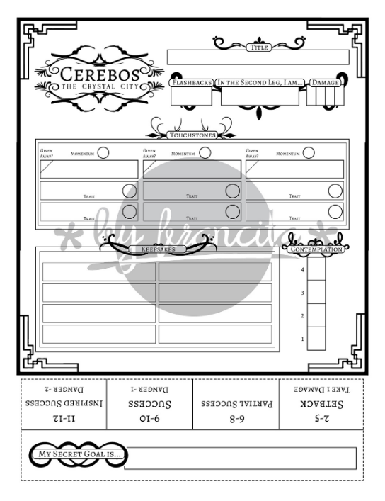 byfrancita's tweet photo. Now in #charactersheetshowcase we have Cerebos, which is a fun contemplative indie game. This was fun, because the bottom part of the sheet is supposed to be cut, folded in half and set at the table for others to see. see more: https://t.co/pJx7gXS7Uc https://t.co/w5oBAObTA6