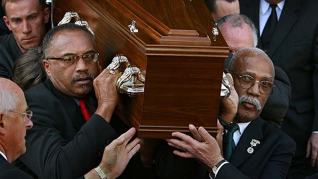 Peter Norman died suddenly in 2006 of a heart attack. Among his pall bearers were Tommie Smith and John Carlos, who remained good friends with Norman throughout the years. (cont)