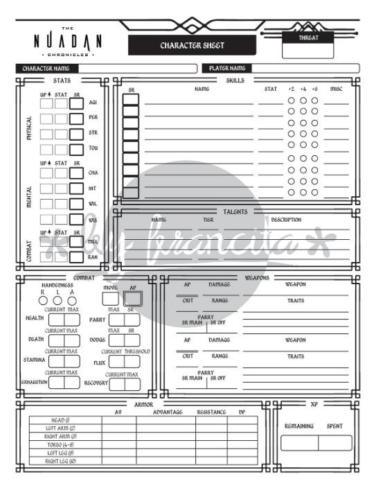 byfrancita's tweet photo. Next in #charactersheetshowcase we have: The Nuadan Chronicles, a game that is going to be released soon (i hope haha!) This was A CHALLENGE, if I ever knew one. Many variables, many things to fit, and the ever present problem of limited space. see more: https://t.co/pJx7gXS7Uc https://t.co/dG9xmsHff4