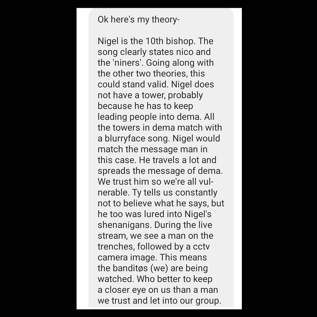 theMask_Yeet's tweet photo. A theory- Nigel
Enjoy
Please share
#twentyonepilots https://t.co/OiObXKhEXw