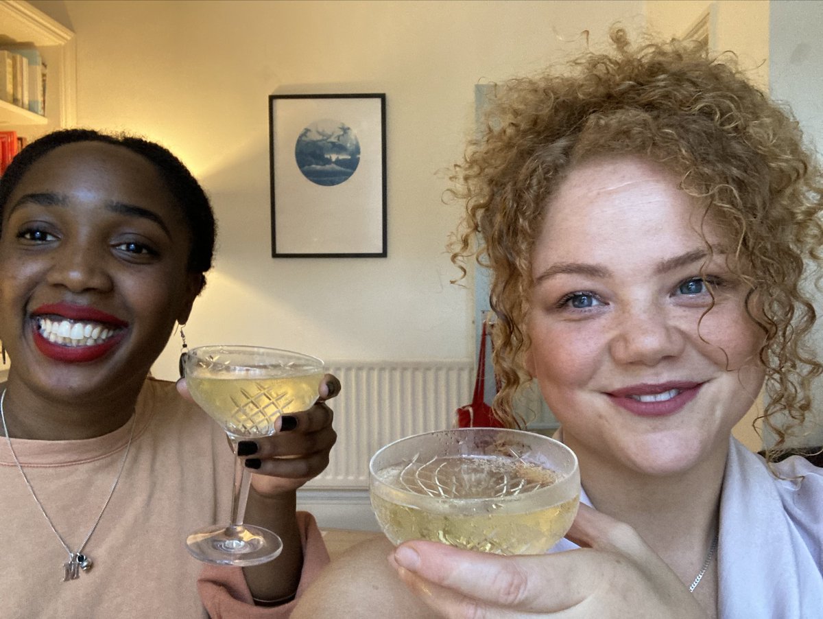 Rockets and Blue lights tonight 8pm Radio 3.
Me and associate director ⁦@Mumba_Jasmine⁩ feeling almost like it’s a real life press night... nerves and bubbles.

#LockdownTheatreFestival 
#Redcarpet