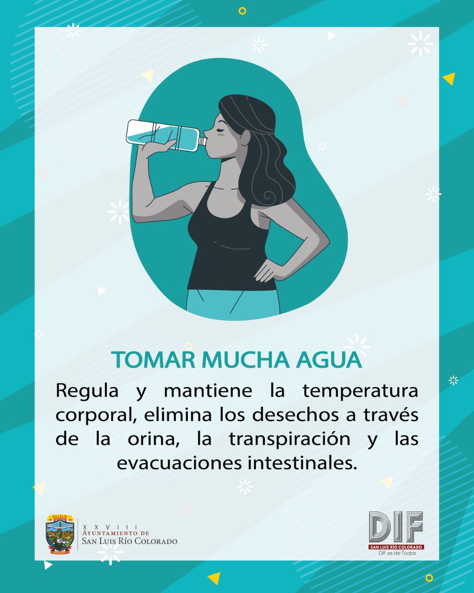 DIFSLRC's tweet photo. Es importante hidratarnos y beber mínimo 8 vasos de agua al día.
#DIFesdeTodos https://t.co/0YReq6lE76