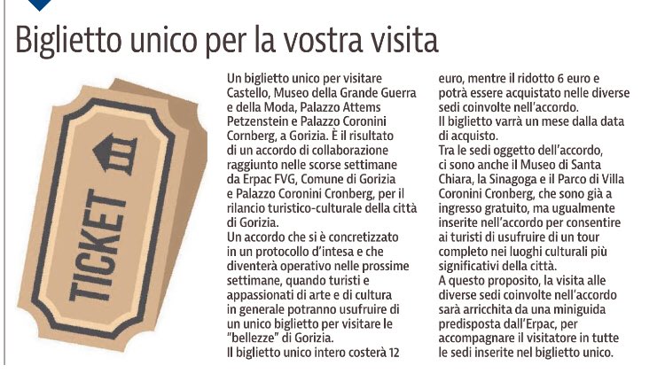 GibelliTiziana's tweet photo. A @ComuneGorizia #PinacotecaAttems #MuseoGrandeGuerra #MuseoModa #FondazioneCoroniniKromberg TUTTI CON BIGLIETTO UNICO... e domani 🌦😉 Grazie a @ErpacFvg @regioneFVGit @rodolfoziberna @OretiFabrizio @FVGlive @il_piccolo https://t.co/tcVYd6tsGH