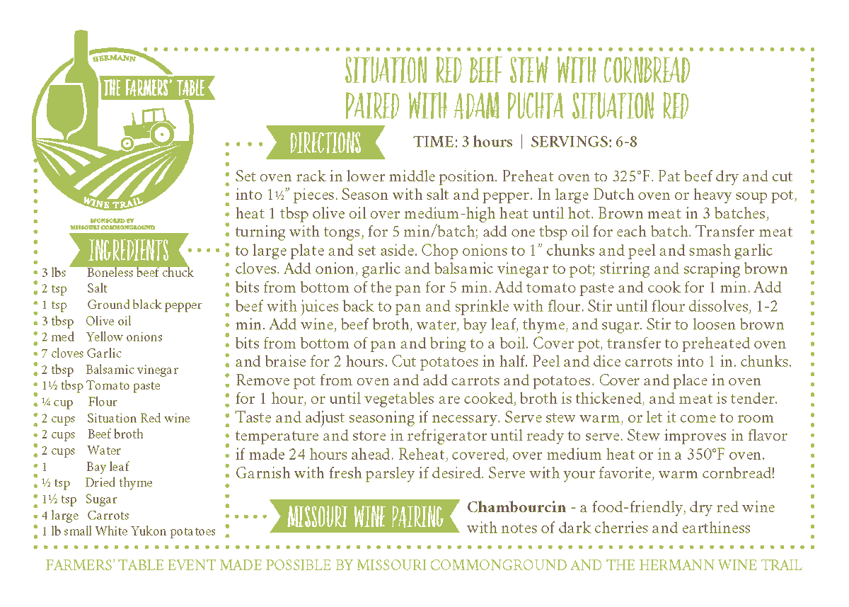 Since COVID-19 made it impossible to join our Missouri CommonGround volunteers along the Hermann Wine Trail for the Farmers' Table Wine Trail today, we thought we'd re-share some of last year's fantastic food and wine pairings. #EatFearlessly